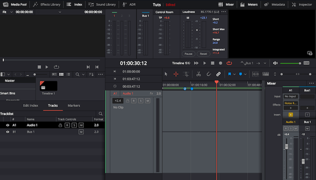 Checking Bus 1 Visibility: Index > Tracklist